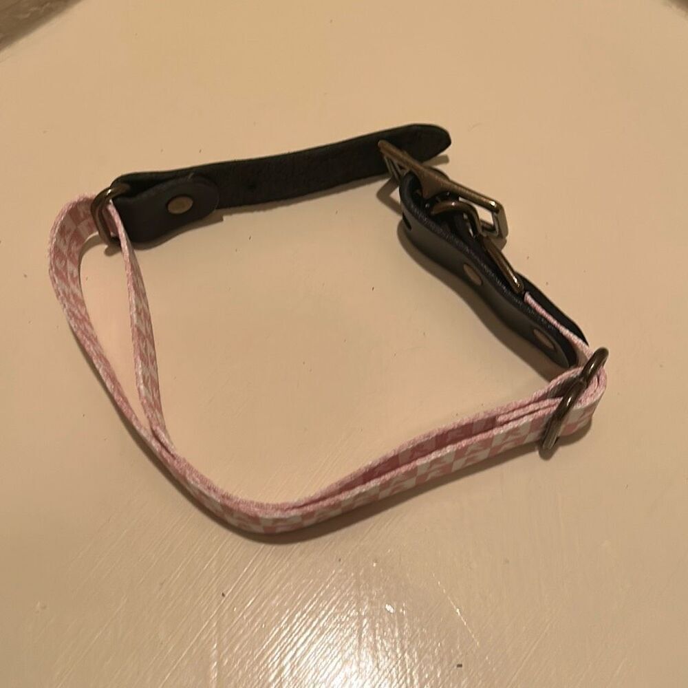 Playboy Large Dog Collar Pink Checkered Bunny Print Buckle Closure New